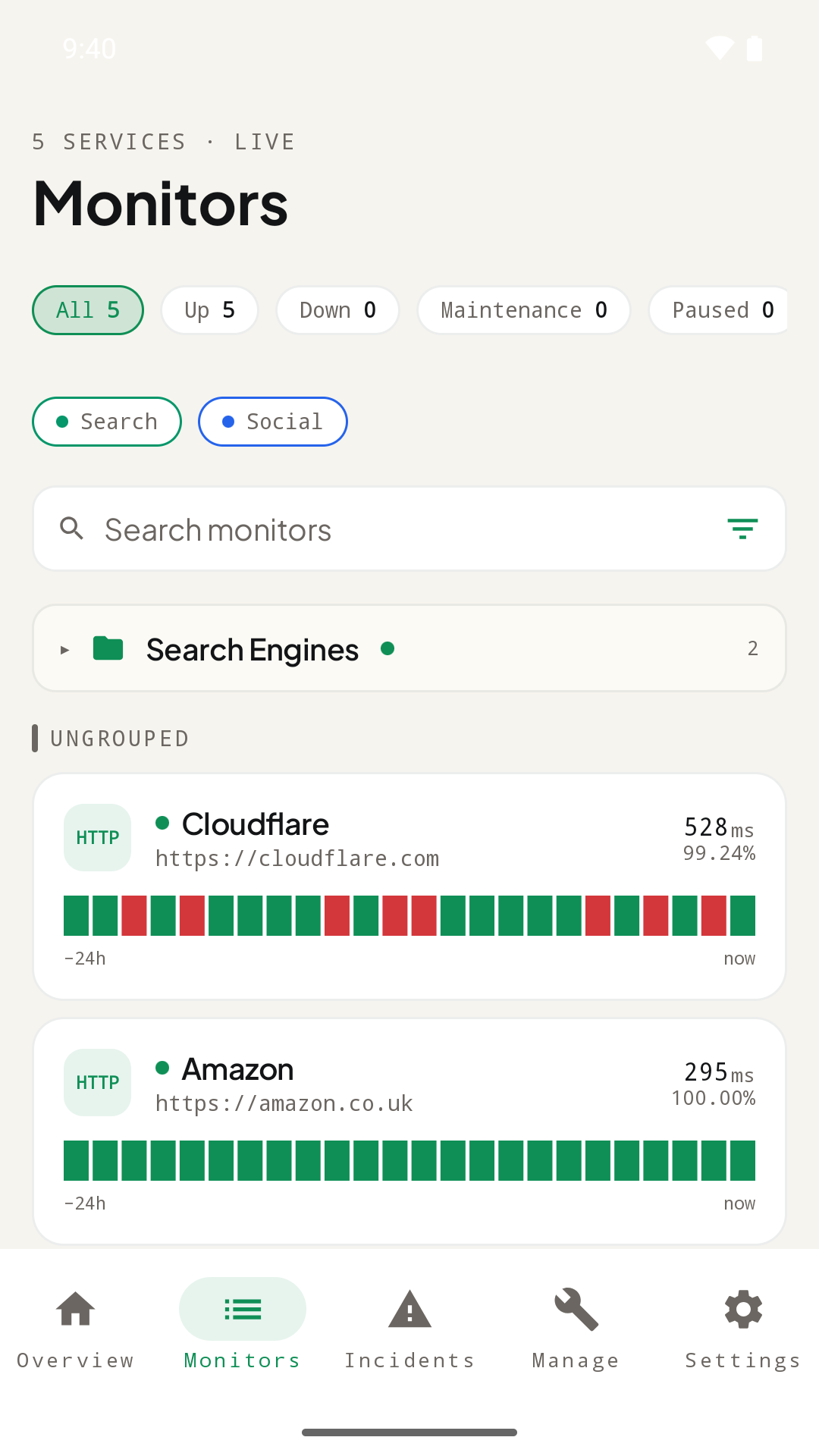 KumaAlert on Android - Monitors